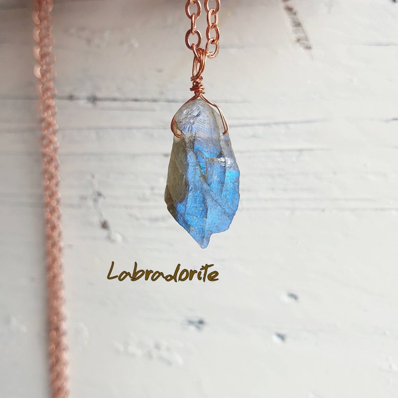 Raw Crystal Jewelry Spiritual Gifts for Birthday Raw Labradorite Pendant Natural Stone Necklace
