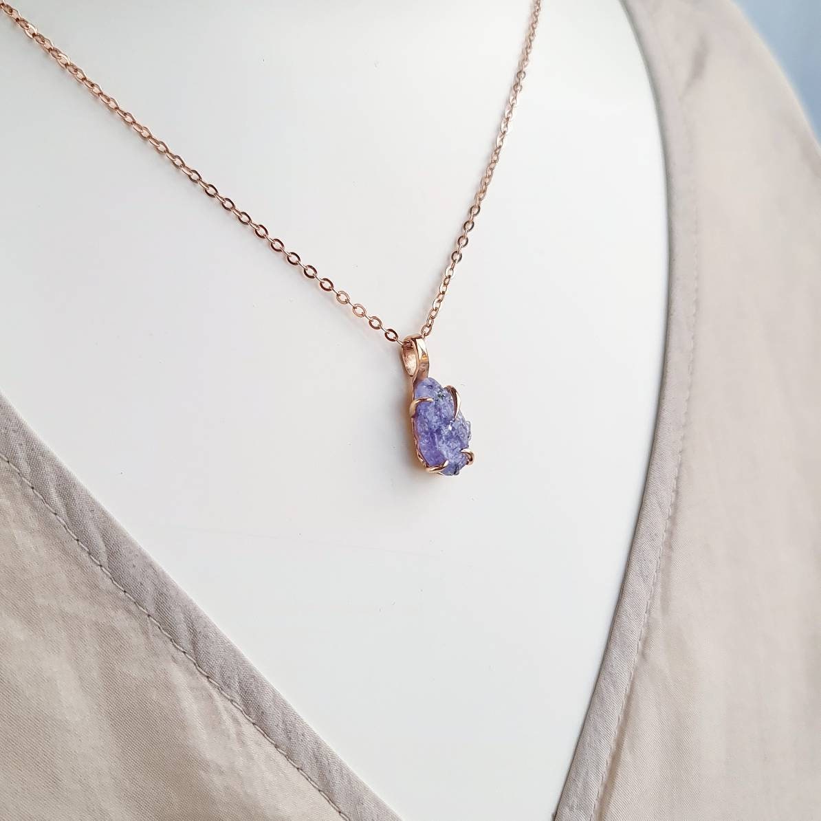 Tanzanite Necklace Raw Blue Crystal Gemstone Tanzanite Pendant | Etsy