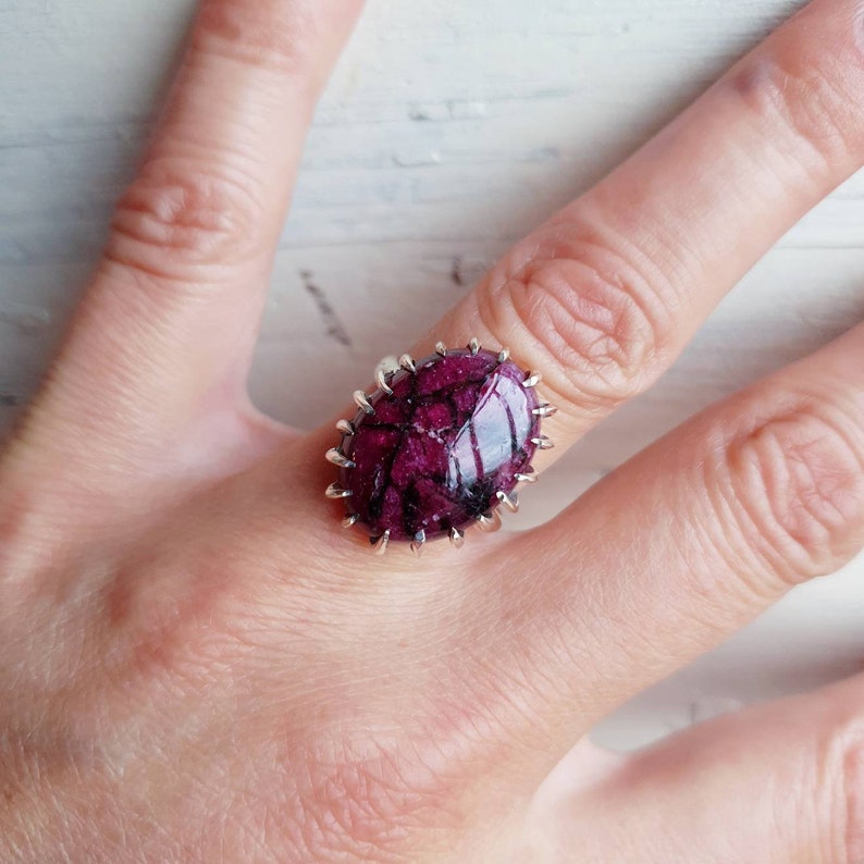 Eudialyte Ring Burgundy Black Red Gemstone Virgo Birthstone | Etsy