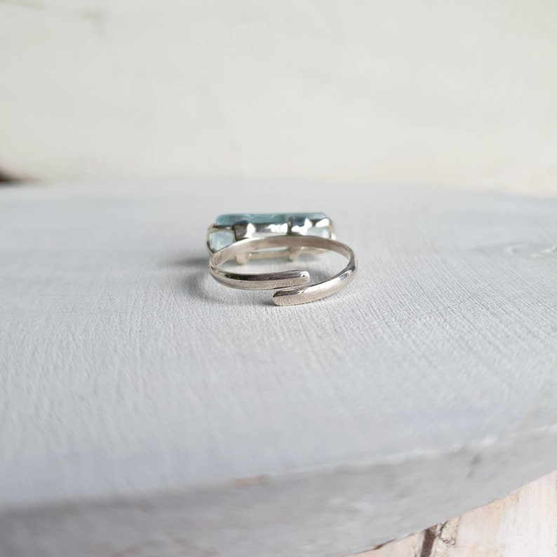 Aquamarine Ring Blue Solid Silver 925 Aquamarine Ring Engagement Ring Promise Rough Aquamarine Uncut Aquamarine Anniversary March Birthstone