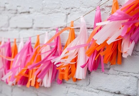 Pink Orange Tassel Garland Pink Orange Garland Pink Orange Etsy