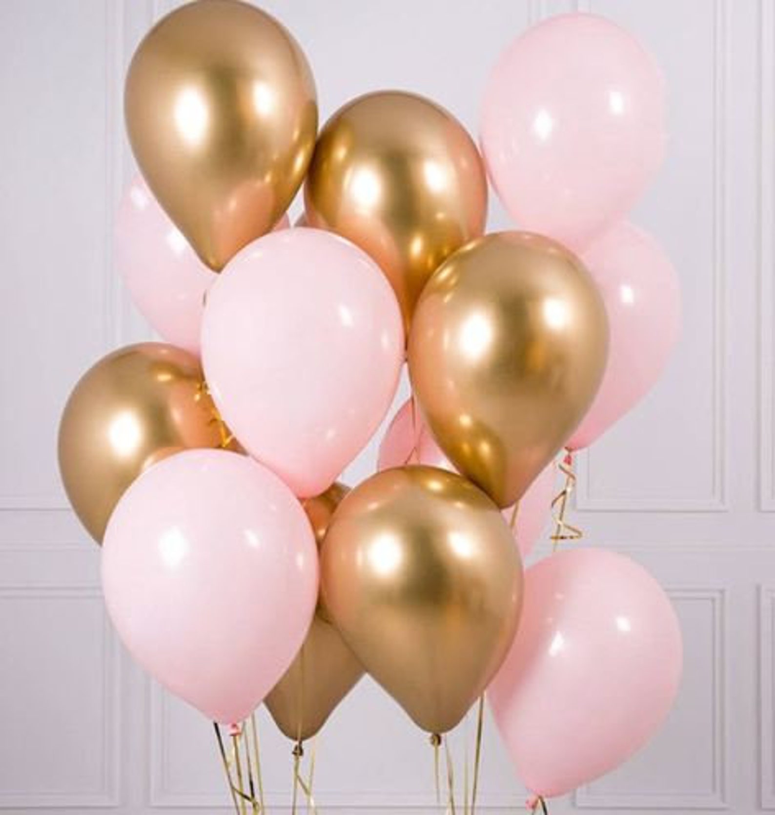 12 Pink & Gold Balloons 12 Metallic Latex Etsy