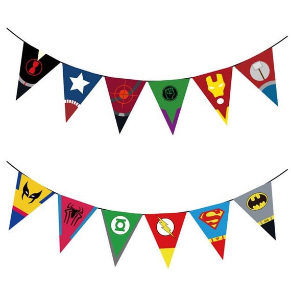 Superhero Baby Shower Banner Comic Book Theme Bunting Banner Etsy