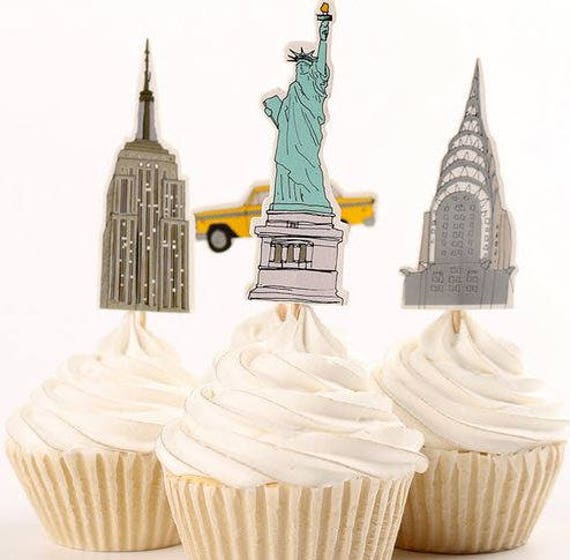 Ready To Ship Nyc Themed Cupcake Toppers Big Apple New Etsy