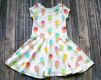 Ice Cream Dress. Toddler Dress. Little Girl Dress. Twirl Dress. Twirly Dress. Baby Dress. Baby Ice Cream Dress. Ice Cream Party. Comfy Dress
