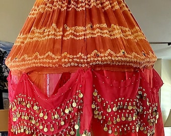Boho Meditation Canopy: Upcycled Sari Tent, Colorful Relaxation Retreat