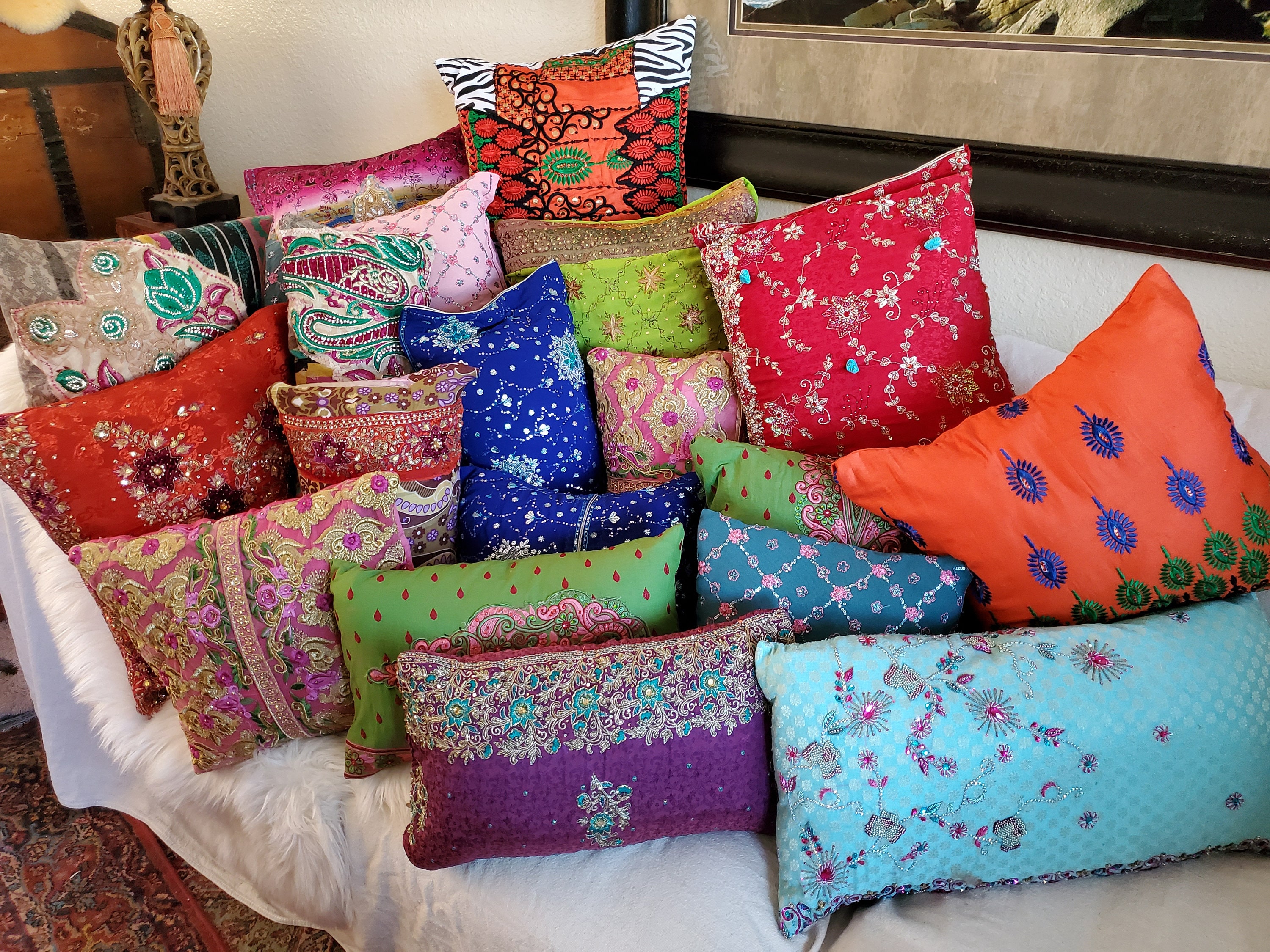 1 Bohemian pillow, boho style pillow, decorative pillow