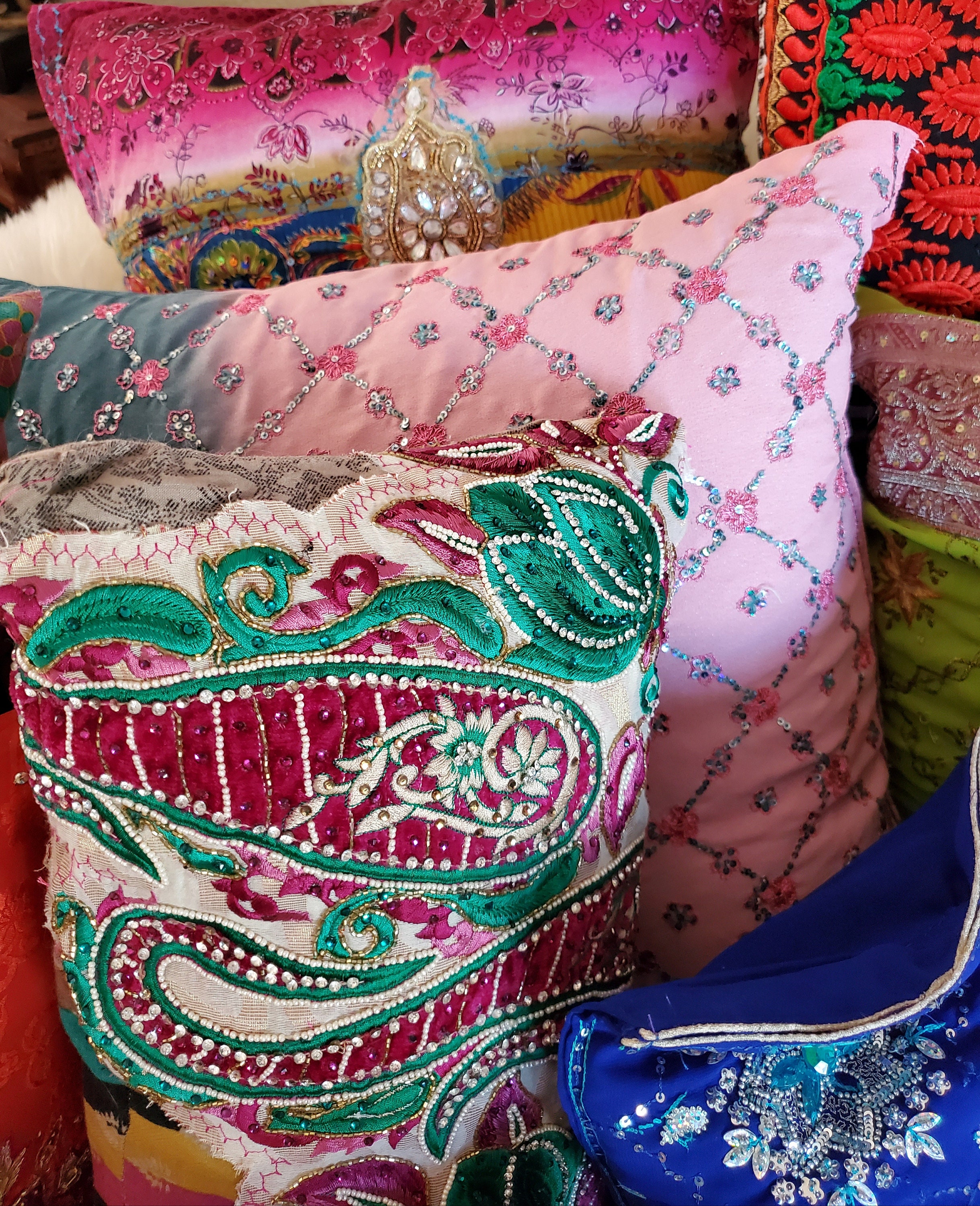 2 Decorative Pillows, Boho cushion, Bohemian home décor, handmade