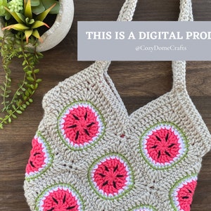 One in a Melon Granny Square Tote Bag | crochet pattern