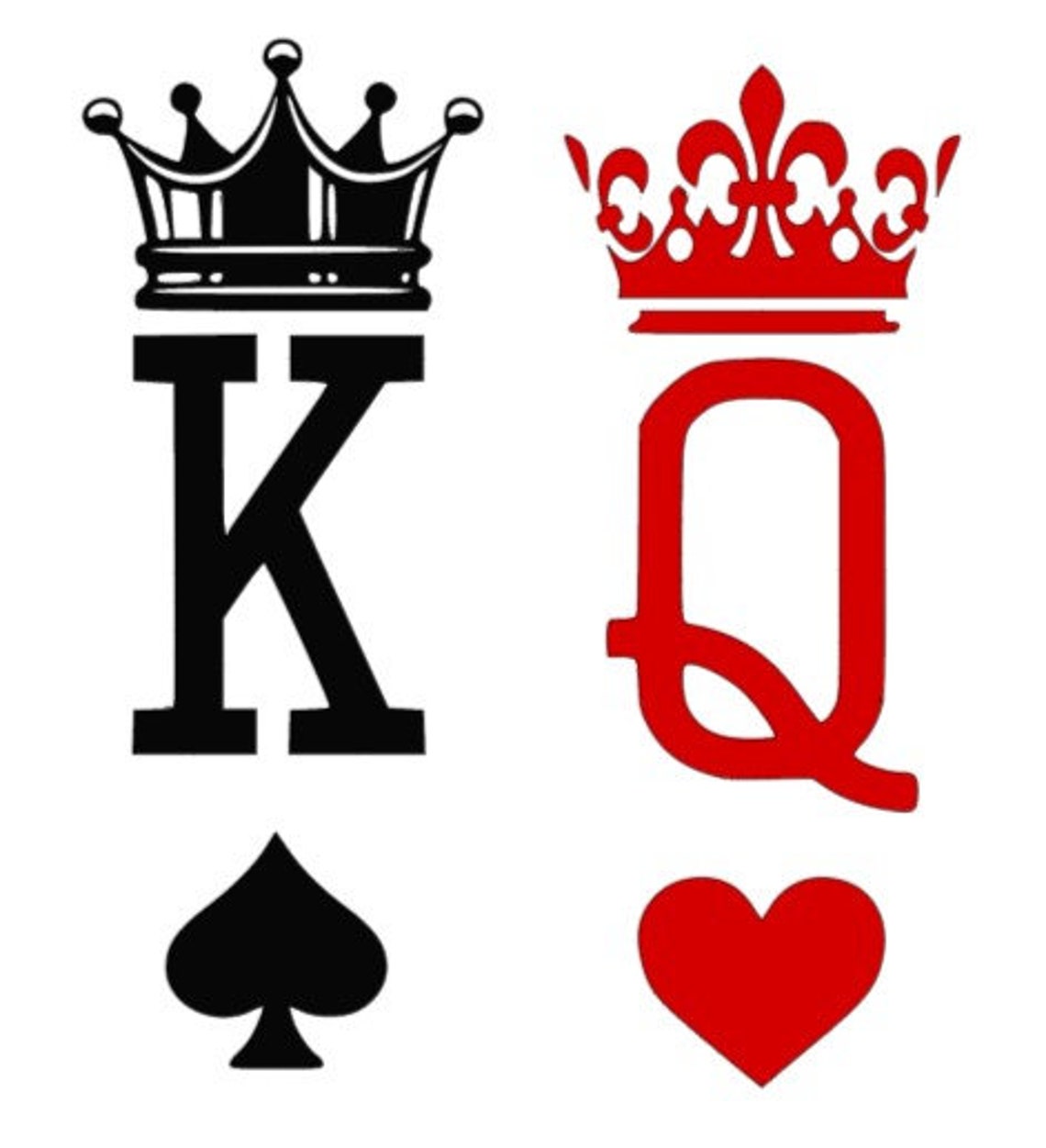 King of Spades Queen of Hearts SVG cut file digital download Etsy