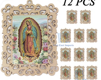 Baptism Favors 12 PCS Our Lady of Guadalupe Wooden Picture Frames First Commuion Christening Memorial Gift for Guest