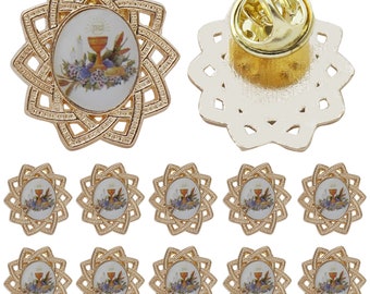 12 PCS First Communion Inspirational Lapel Pins Minister Catholic Religious of Holy Communion Pin