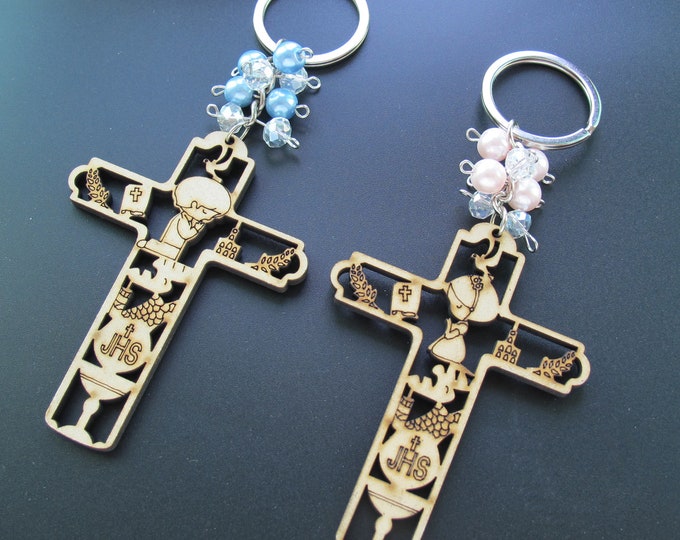 12 Pcs First Communion Wood Keychain Favor for Boys Girls Gift for ...