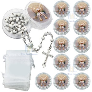 First Holy Communion Rosary Favor (12 PCS)Recuerdos de Primera Comunión  Scented Rosaries with individual Gift box and Organza Bag