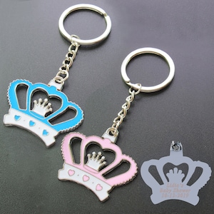 12 Pieces Personalized Crown Keychain Favors with Engraving  for Baby Shower Boy Girl  Mis Quince Años Mis XV Años Birthday Party
