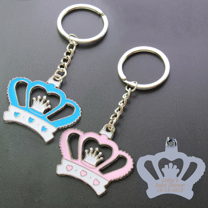 Crown Key Rings 12 Pieces Personalized Crown Keychain Favors With Engraving for Baby ...