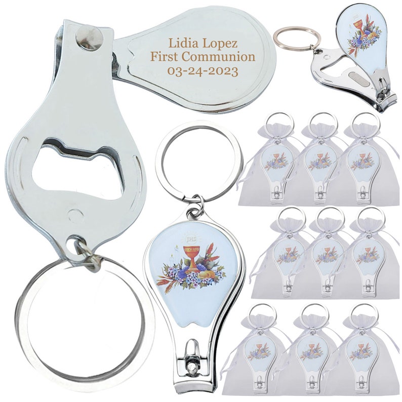 12 Pcs Personalized First Communion Keychain Nail Clipper and Bottle ...