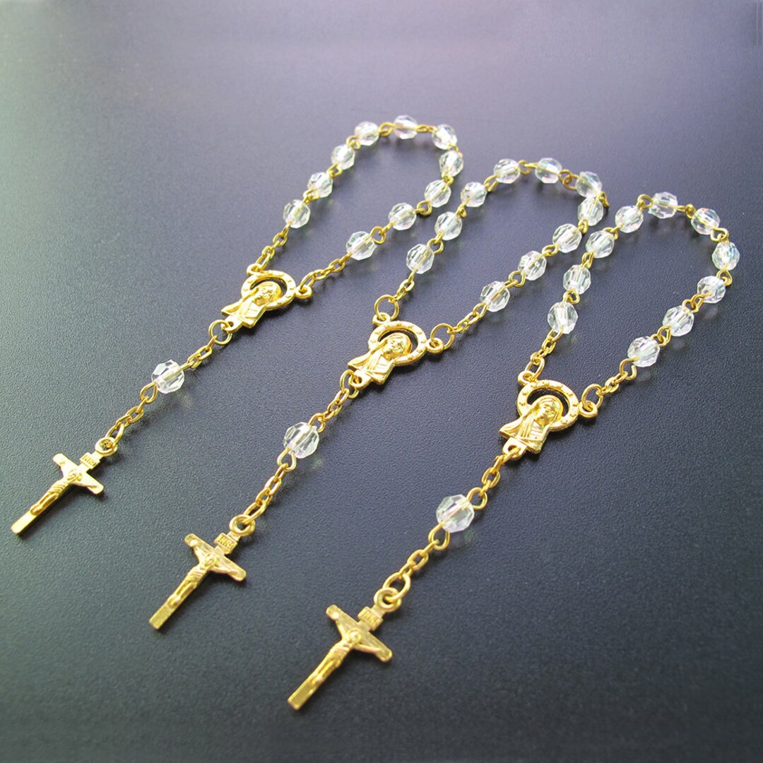 25 Pc Mini Rosary GREEN Baptism Favor/ Decenario/ Recuerditos 25