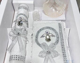 5 PCS Baptism Candel Set Christsening Shell Angel Spanish English Vela de Bautizo, Ceremony candle, Niña niño