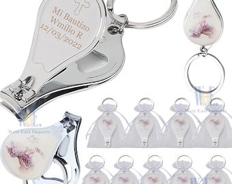 12pcs personalized Baptism favors Christening Giveaway Recuerdos Para Bautizo Bottle Opener Nail Clipper keychians