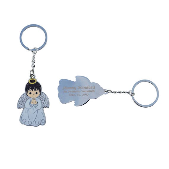 12 Pcs First Communion Baptism metal keychain favors with Decorated Bags for boy JK154B-gold-pg-1