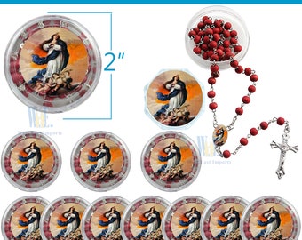 12 PCS Immaculate Conception Scented Rosaries with Matching Boxes Baptism Christening Memorial Favor