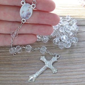 Baptism Rosary (12 PCS) Christening Favor 5 Decade/ Gift for Guest with organza bag Recuerdos de Bautizo JN146B-Wht