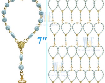 24 Pcs Baptism Favors Mini decade rosaries gold chains First Communion christening favor