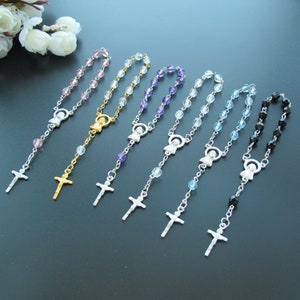24 Pieces Baptism Mini Rosary Favors Acrylic Beads First Communion Recuerdos De Bautizo  Christening Gift with Bags