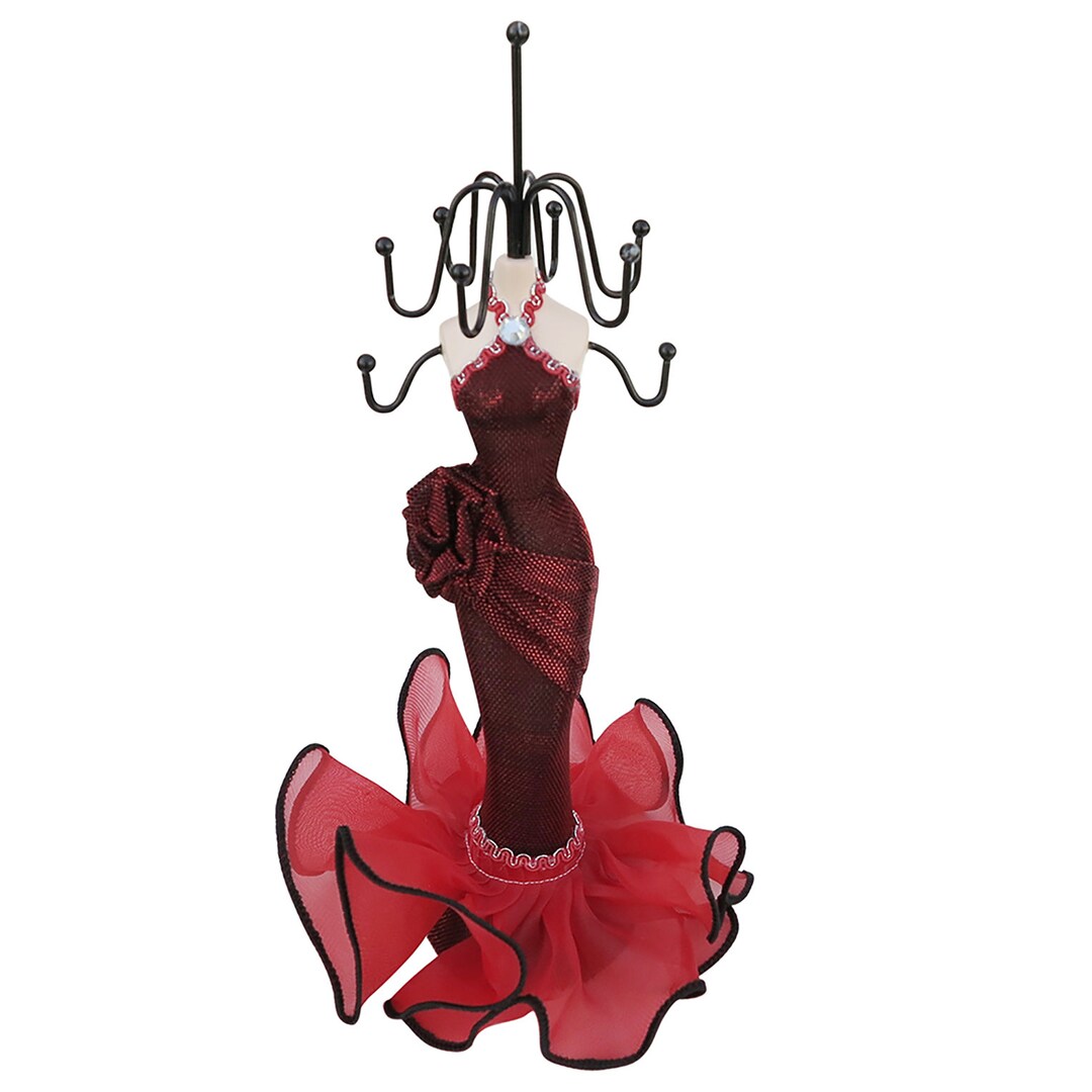 Doll Jewelry Stand Holder Mannequin Necklace Display Orgaziner Red