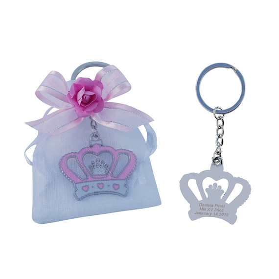 12 Quinceanera Favors Key Chains White Llaveros Mis XV Anos Recuerdos 15 Anos