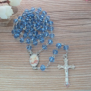 Baptême Rosaire (12 PCS) Baptême Favor Boy / 5 Décennies / Cadeau pour invité avec sac en organza Recuerdos de Bautizo Blue JN146B-Blu