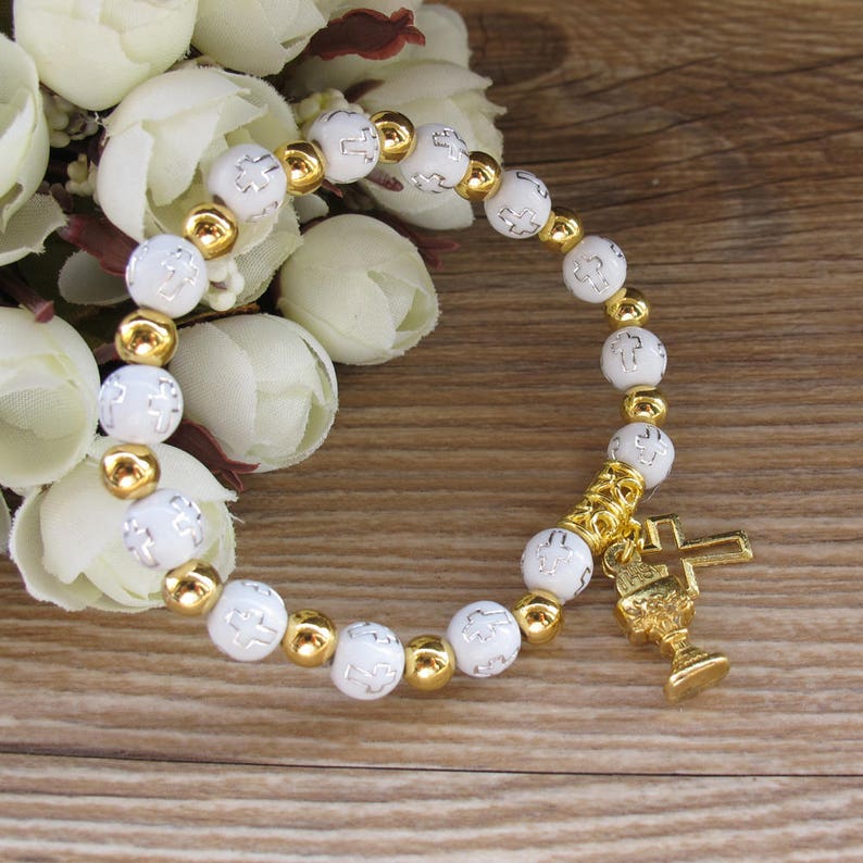 12 PCS First Communion Bracelet Gold Metal Chalice and Cross - Etsy