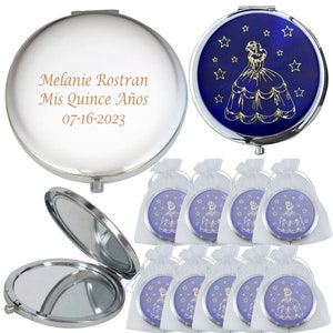 Personalized Party Favor (12 PCS) Sweet XV, Sweet Sixteen 18 Birthday Quinceañera, Mis 15 Años Mis Quince Años Compact Mirror