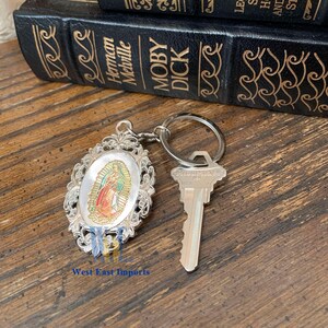 12pcs Baptism Our Lady of Guadalupe Wood Design Keychain Baptism