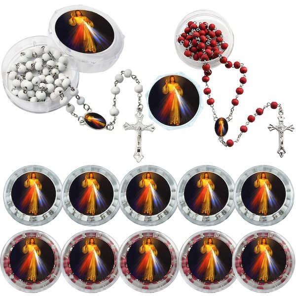 12 PCS Divine Mercy Scented Rosary Party Favors for Baptism First Communion Memorial Gift Religious Event