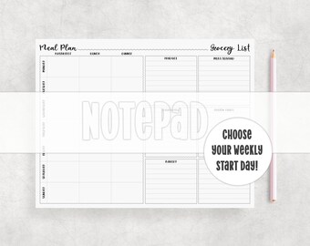 Letter Size Meal Plan and Grocery List Tear Away Notepad