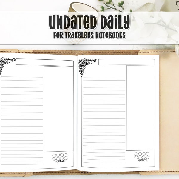 Days on 1 Page Traveler's Notebook Insert - Days Only Travelers Notebook Insert - DO1P TN Insert - Travelers Notebook Insert - UD-0001
