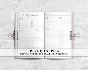 Printed Weekly Preplan Traveler's Notebook Insert