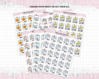 Weather Doodle Planner Sticker Sheet - Weather Tracking - Choose Your Sheet