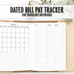 Dated Bills Tracker for Traveler's Notebooks - Printed Travelers Notebook Insert - BT-0004