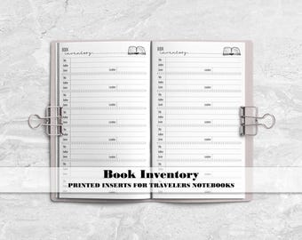 Book Inventory Insert for Travelers Notebook - Printed Travelers Notebook Insert - Home Library
