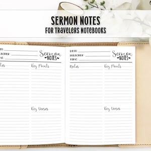 Sermon Notes for Travelers Notebook - Printed TN Insert