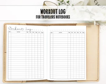 Workout Planner with Log for Traveler's Notebook -  Printed Travelers Notebook Insert