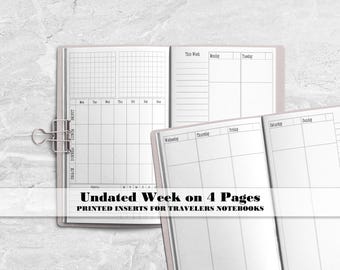 Week on 4 Pages Traveler's Notebook Insert - Printed TN Insert - V-WO4P-0019