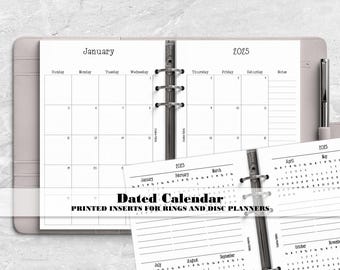 Dated Monthly Planner Inserts – Ring or Disc Bound Calendar