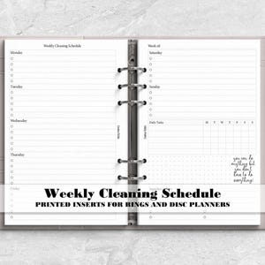 Cleaning Schedule for Ring or Disc Bound Planner - Printed Planner Insert