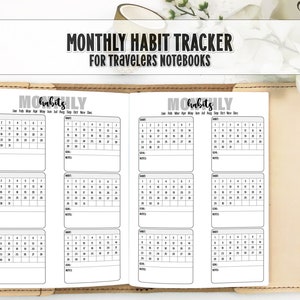 Monatlicher Habit Tracker Einsatz für Travelers Notebooks - Bedruckter Travelers Notebook Insert