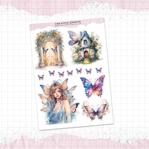 Fairytale Fairies Themed Journal and Planner Stickers Printed on your choice of Sticker Paper - Decorative Stickers - Butterfly - WS-0055