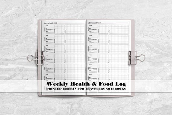 Health & Food Log Insert for Travelers Notebooks - Printed Travelers Notebook Insert - FL0003